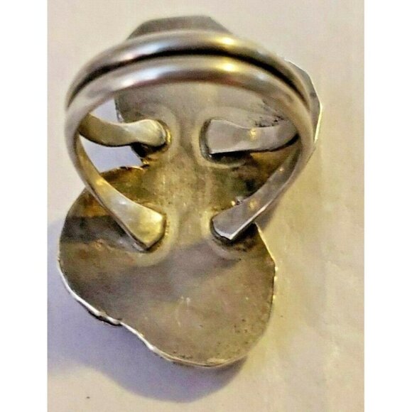 Navajo Turquoise Silver Feather ring Vintage 5.25 - Picture 4 of 6